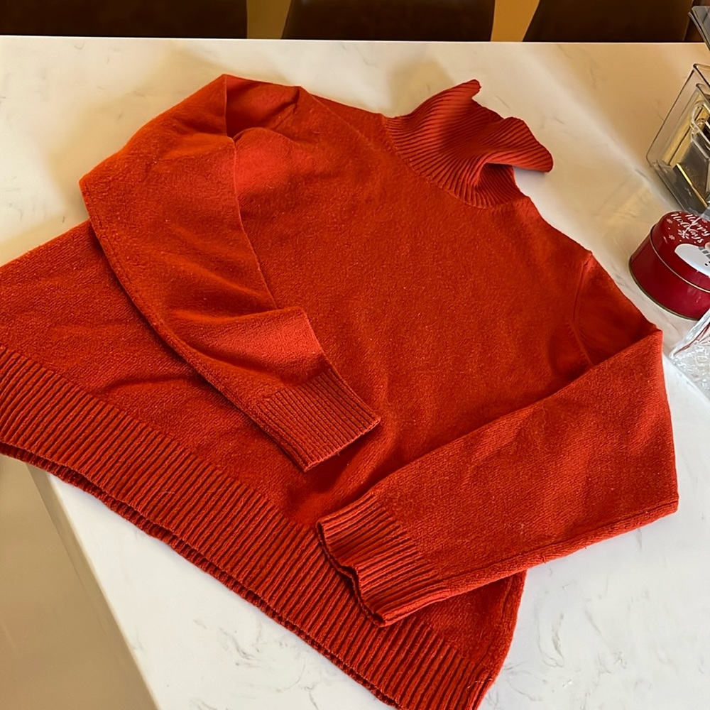 Nice turtleneck dark orange in color. Size large